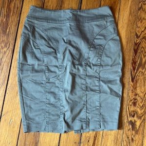 Olive Green Midi Pencil Skirt